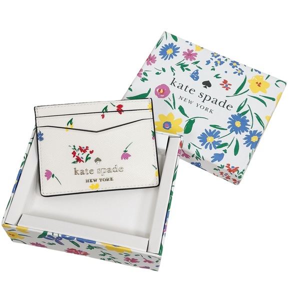 Kate Spade Boxed Lily Blooms Floral Garden Small Slim Card Holder Cream Multi - Picture 1 of 3